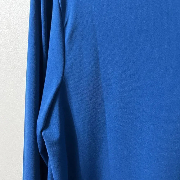 Chico's Baroque Blue V Neck Tunic Top Medium Blouse w/Side Slit Shirt - Picture 5 of 6